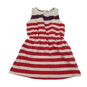 Burberry Children Red White Sleeveless Side Pockets Striped Mini Dress Size 6